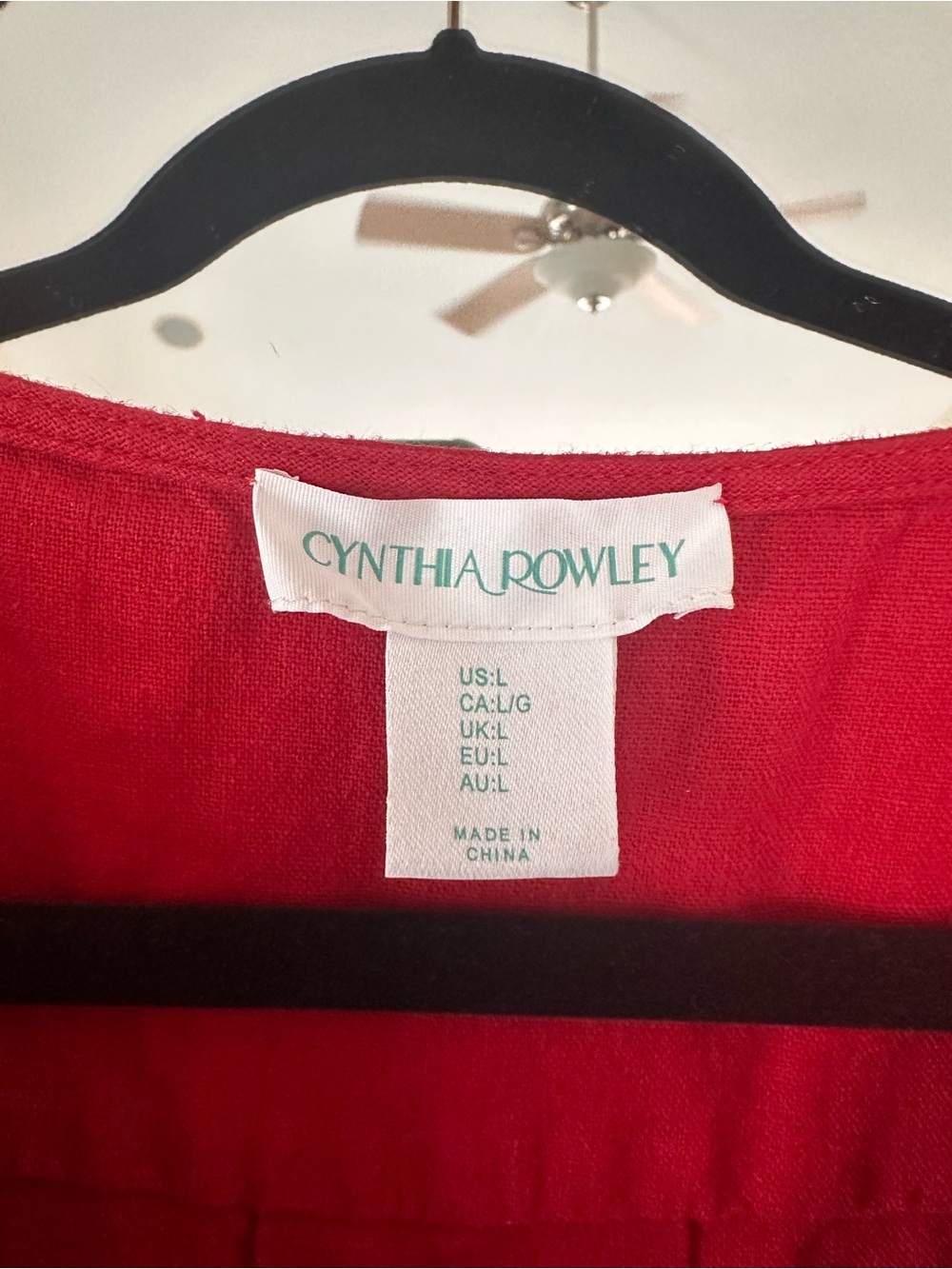 Relaxed Tunic Red V-Neck Puff Sleeve Dress Linen Blend Vacation Wear size Large - Picture 7 of 11